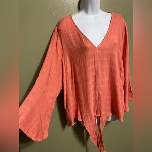 Torrid‎ Tie Bottom Coral Blouse, Size 2X